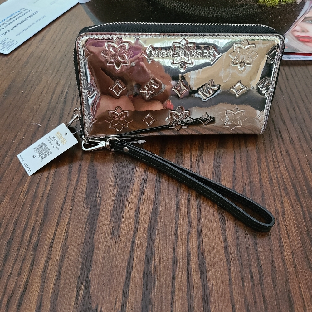 Michael Kors  silver cell phone wristlet